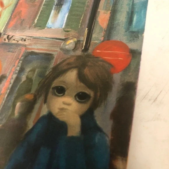 1963 Vintage Keane Print Big Eyes Sunday In Chinatown Midcentury Lithograph - Picture 8 of 9
